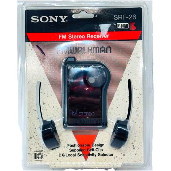 NEW SEALED Sony WALKMAN FM Stereo Receiver SRF-26 Black 10th Anni. Vintage Radio - Picture 1 of 7